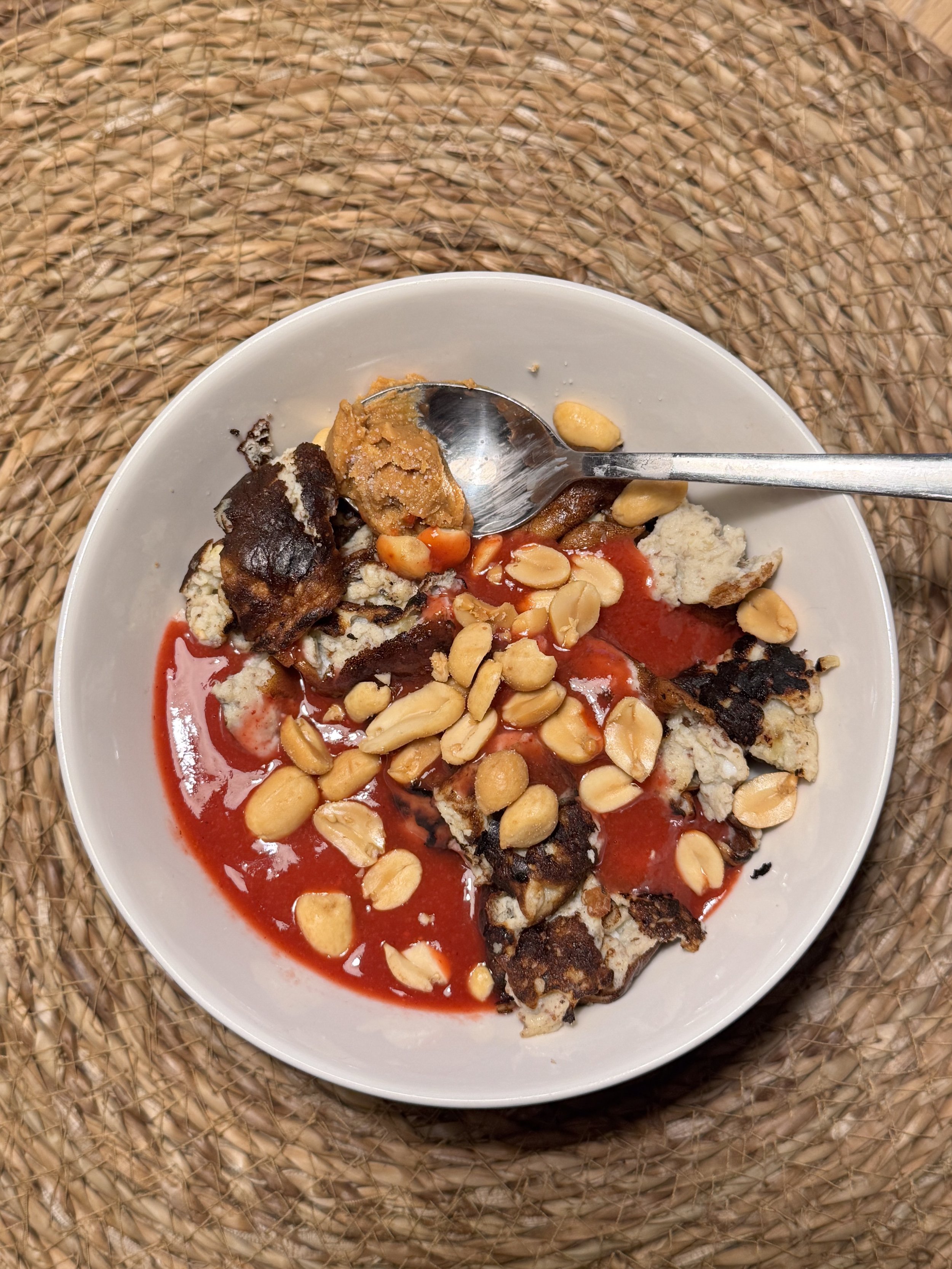 Scramble oats med jordbær kompot
