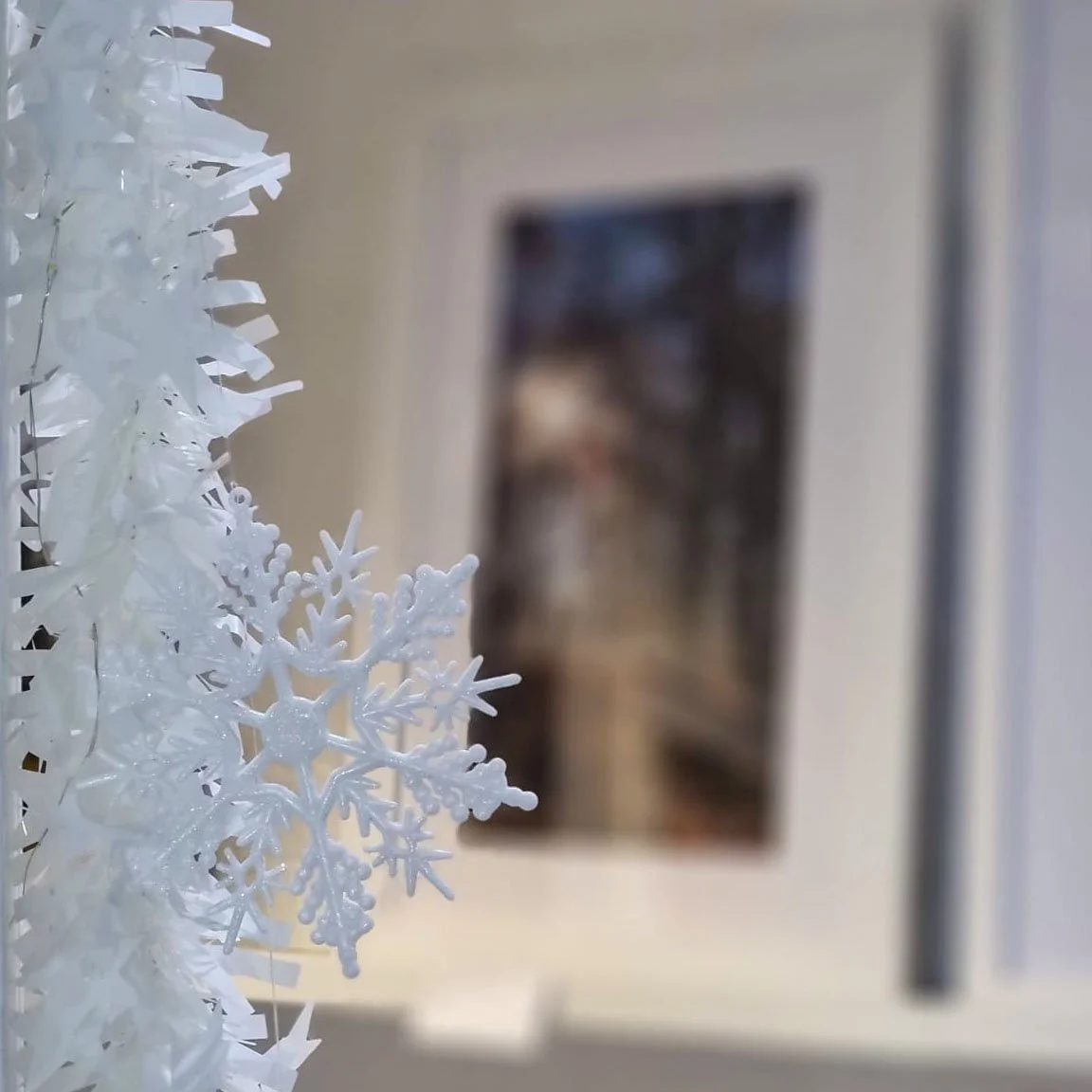 Seasonal changes don&rsquo;t arrive all at once &mdash; they land gently.

These small snowflakes now hang between my wildlife and landscape prints, catching the light in the most unexpected way.

Mist Through the Trees sits quietly beyond them, slig
