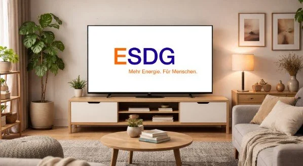 ESDG im Fernsehen in einem gemütlichen Wohnzimmer