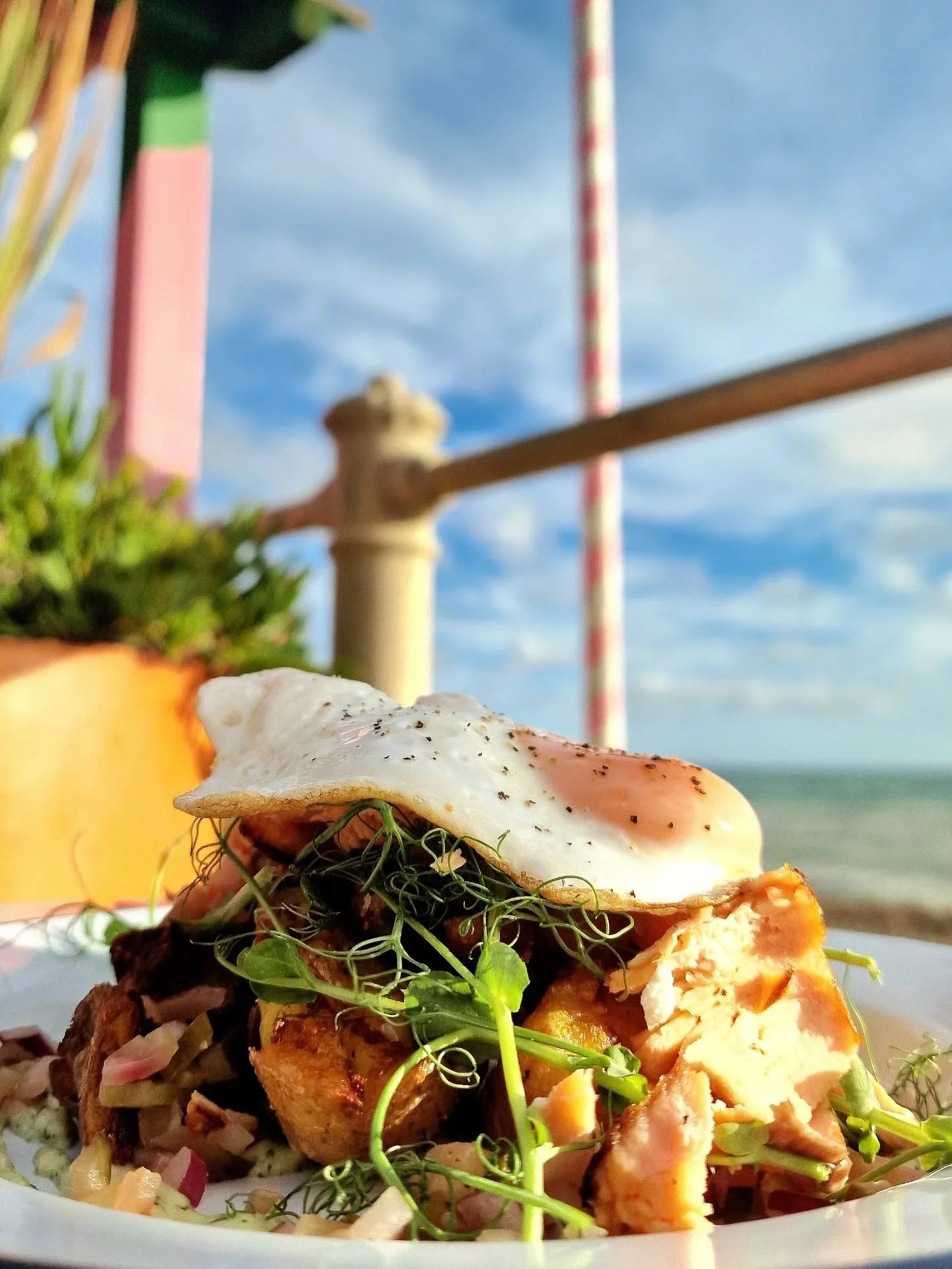 Smoked Salmon Hash 🐟 🍳 

A seaside special, consisting of crispy fried potatoes with hot smoked salmon, fried eggs &amp; dill aioli ♨️

One tasty dish you don't want to miss! 

Available Friday, Saturday &amp; Sunday from 8 am, ALL WINTER! 💫

#smo