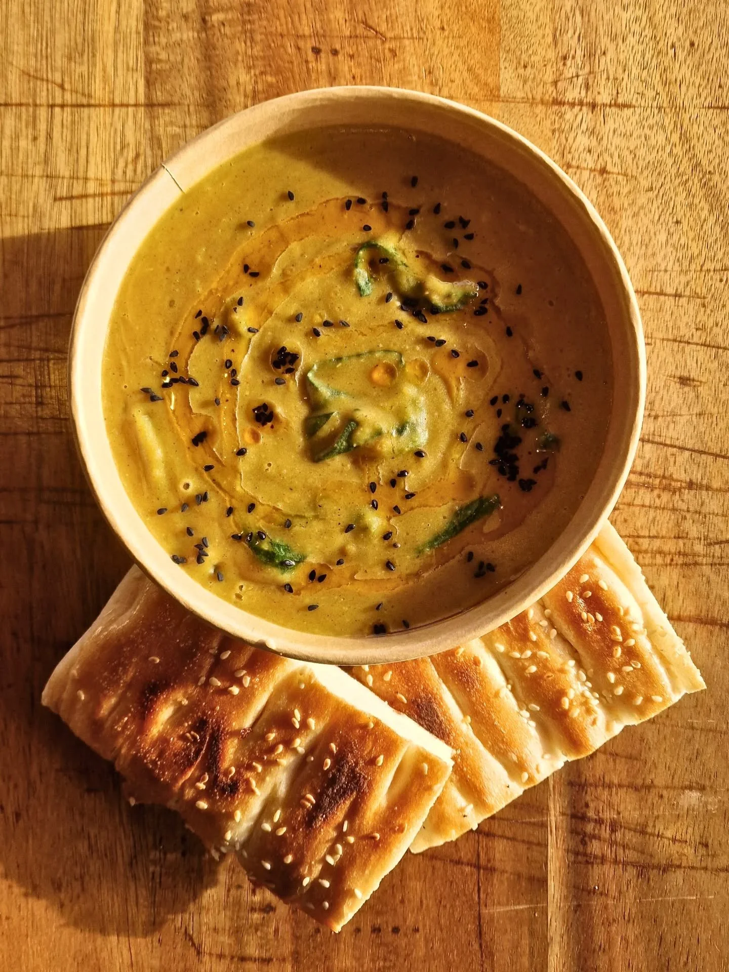 OH MY DAHL! 

Our head Chef has created one tasty Garlic &amp; Spinach Dahl for the menu this week! 🍲 

Perfectly accompanied with some fresh, toasted flatbread 🫓 

#ohmydahl 
#getyoursnow
#goatledge