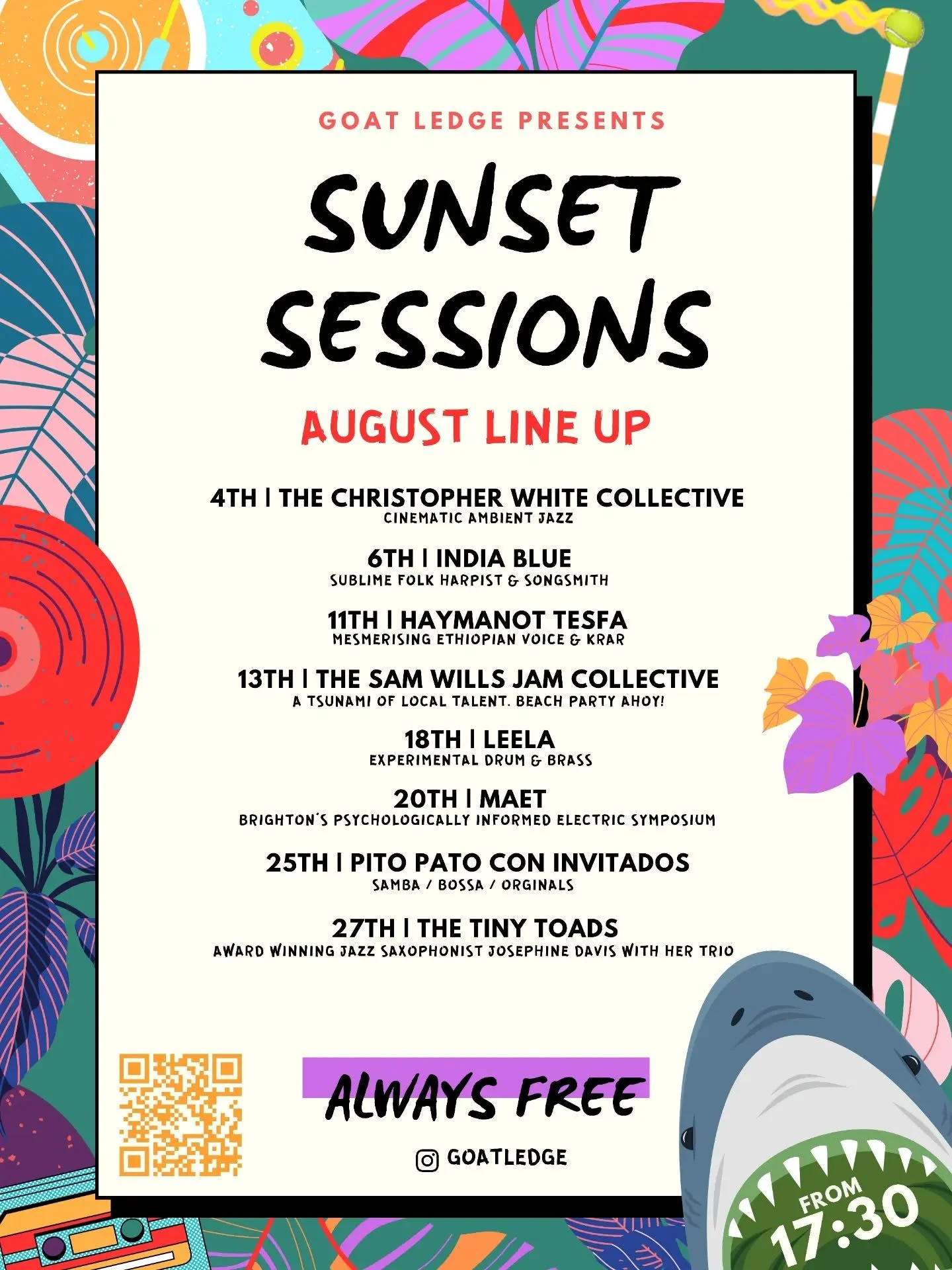Bring on Augusts' Live Music by the sea! 🌊 🎶 

Who are you coming to see??? 👇

#sunsetsessions
#august
#summertimefun
#freebythesea 
#goatledge