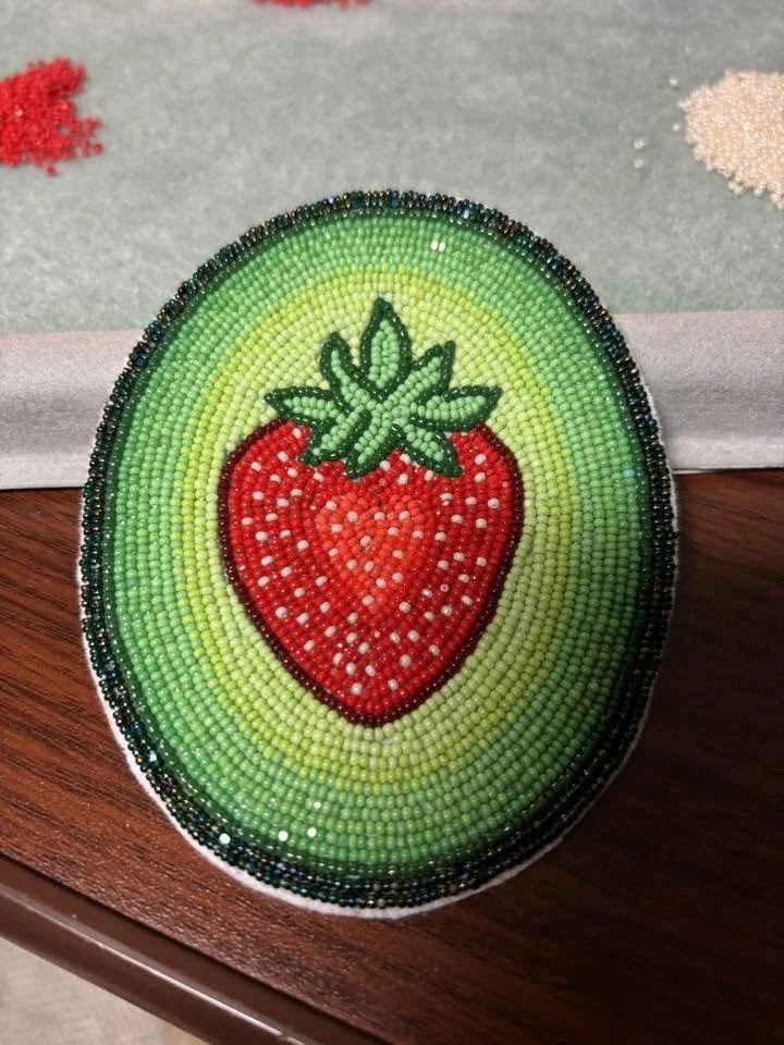 Native American  Beadwork Class - Strawberry appliqué  