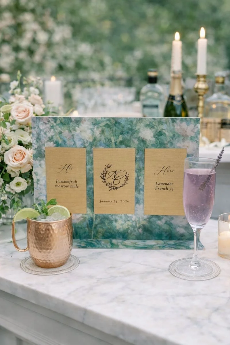 Custom Floral Watercolor Cocktail Sign