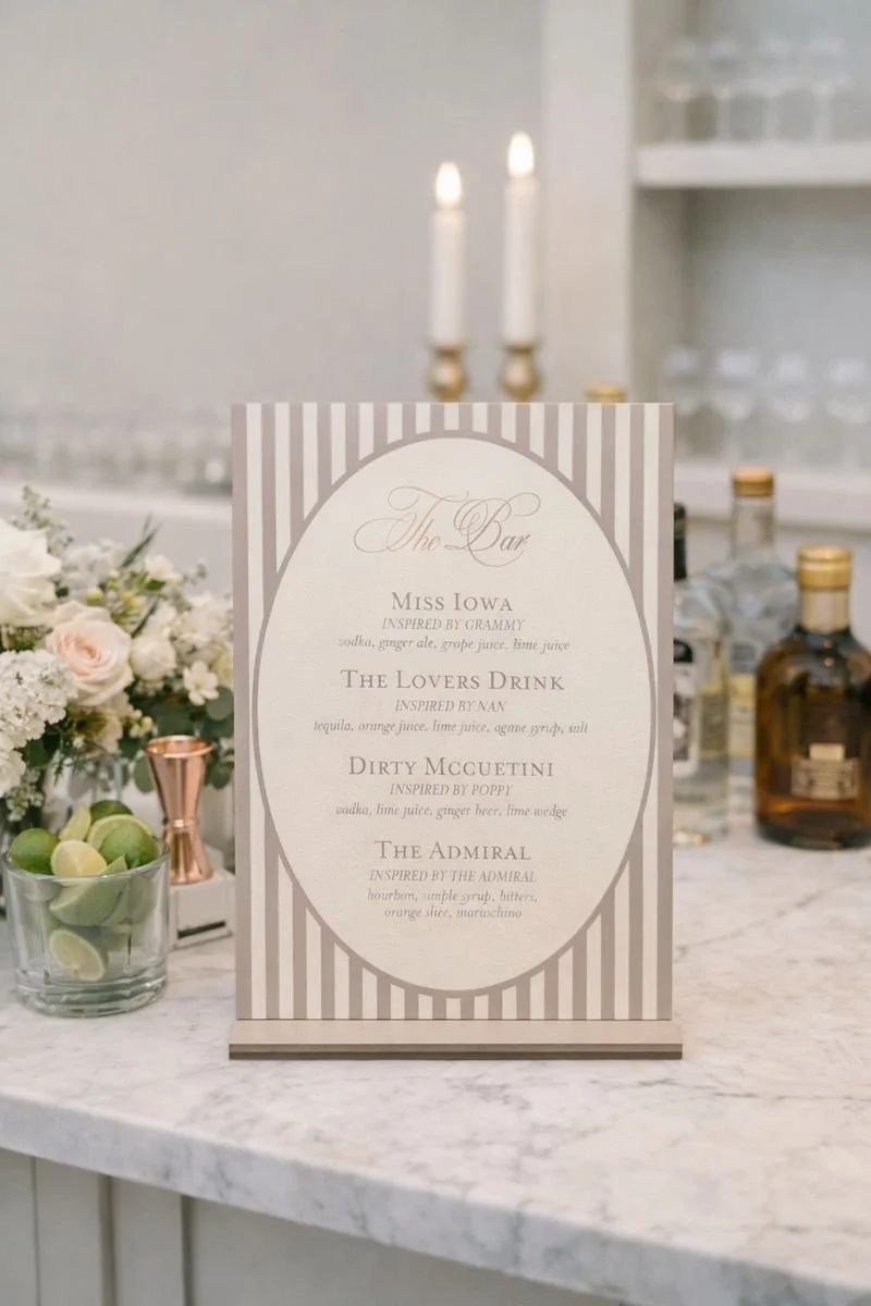 Stripe Oval Cocktail Sign