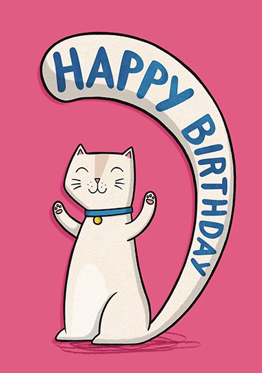 Happy Birthday Big Tailed Cat