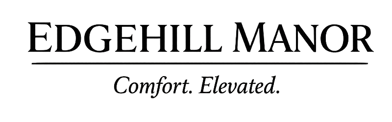 Logo for Edgehill Manor with the tagline "Comfort Elevated"
