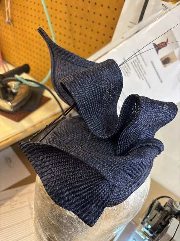 Dyed straw and stripped ostrich feather