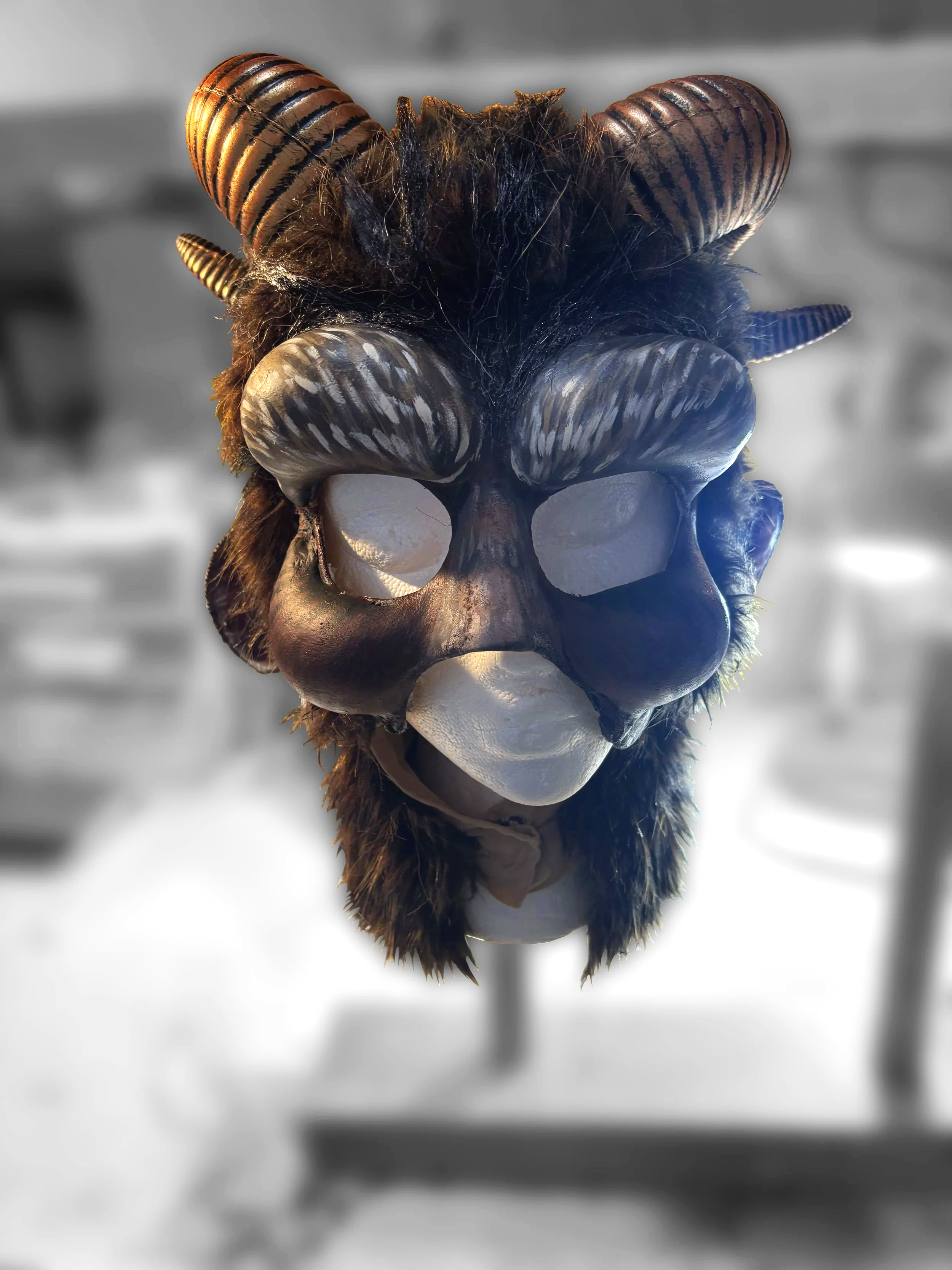 Foam clay sculpted and built on top of pre-existing mask