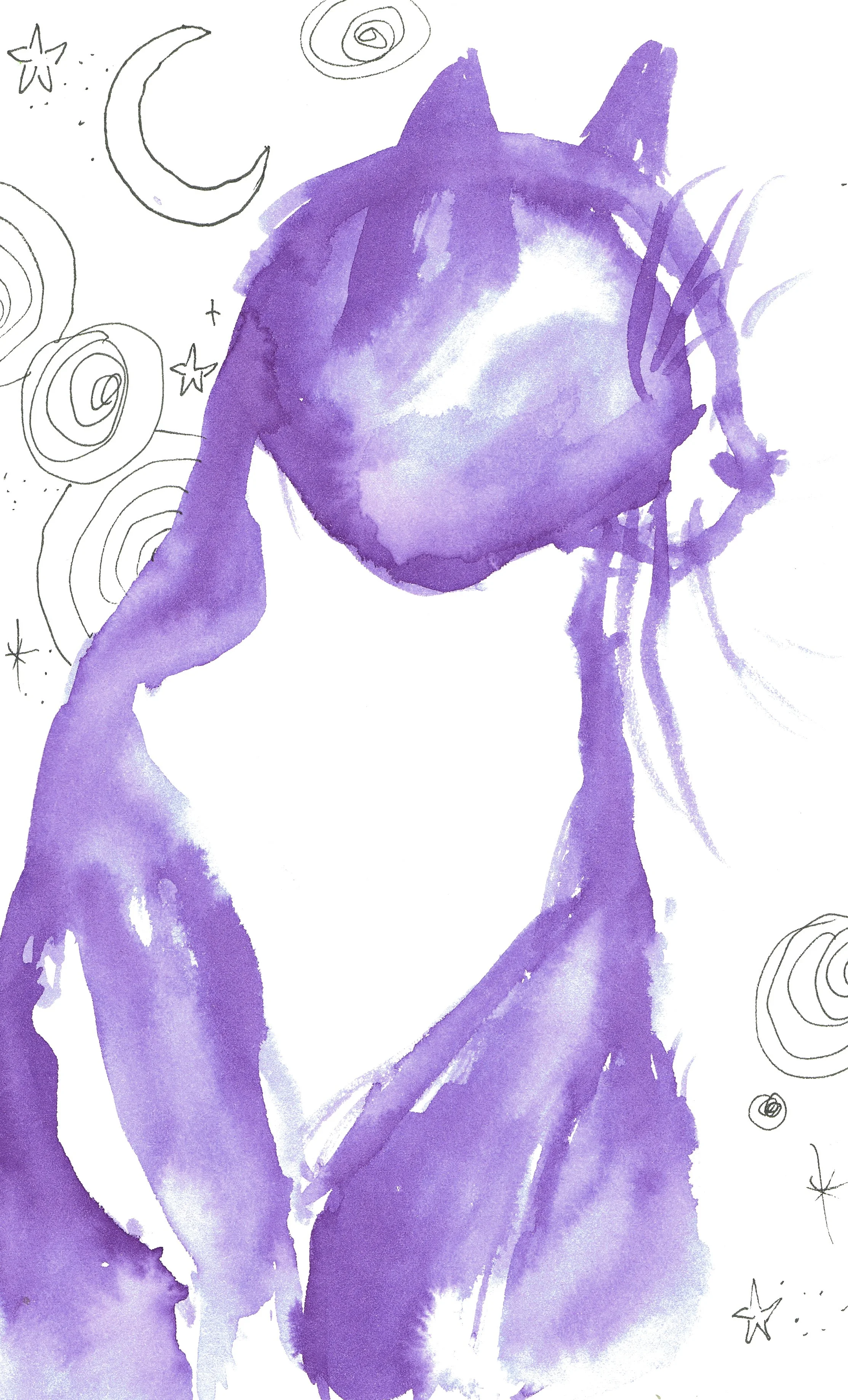 Panda my cat · watercolor and fineliner on paper