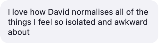 Participant testimonial screenshot