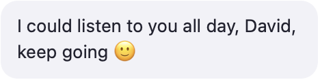 Participant testimonial screenshot