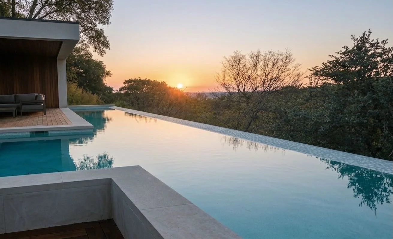 Golden hour, every hour. 🌅
We&rsquo;re just days away from the 2026 Austin Outdoor Living Tour! Join us this Saturday, May 2nd, to explore some of the city&rsquo;s most inspiring backyards, pergolas, and pools&mdash;including this stunning austin re