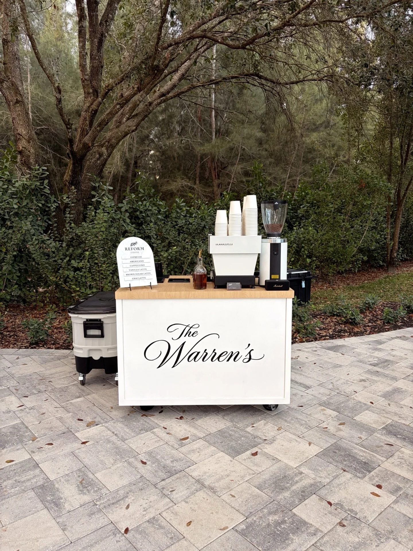 La Casa Toscana, Fort Myers ☕🤍

The couple customized our cart with their new last name&mdash;personalized branding that made the coffee service feel like part of their story. We served their guests throughout the reception at this beautiful Fort My