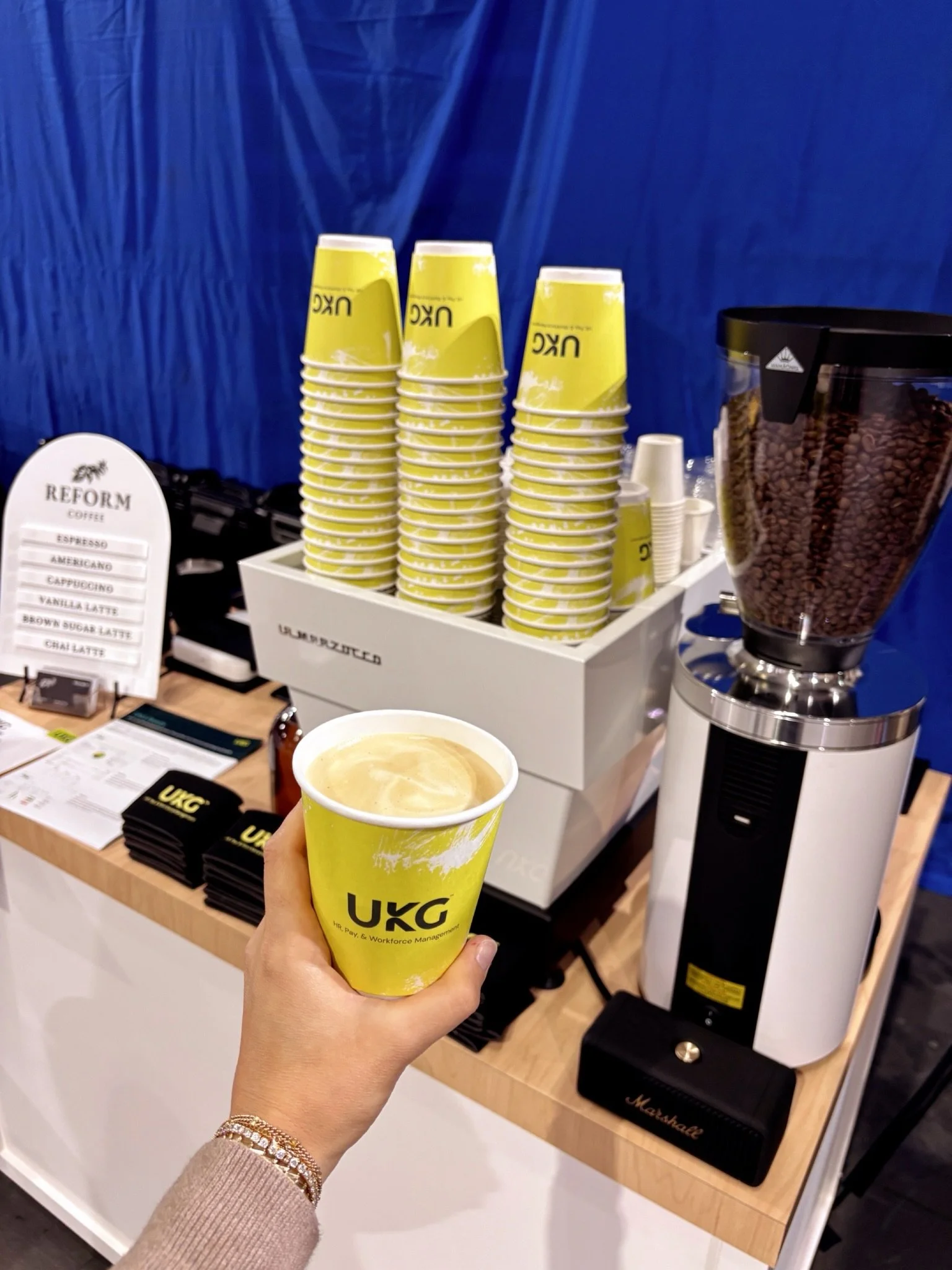 UKG convention at FGCU Convention Center ☕

Corporate convention coffee catering in Fort Myers. We served UKG&rsquo;s attendees with our full coffee menu&mdash;espresso beverages, iced coffee, specialty drinks, housemade syrups, complete mobile coffe