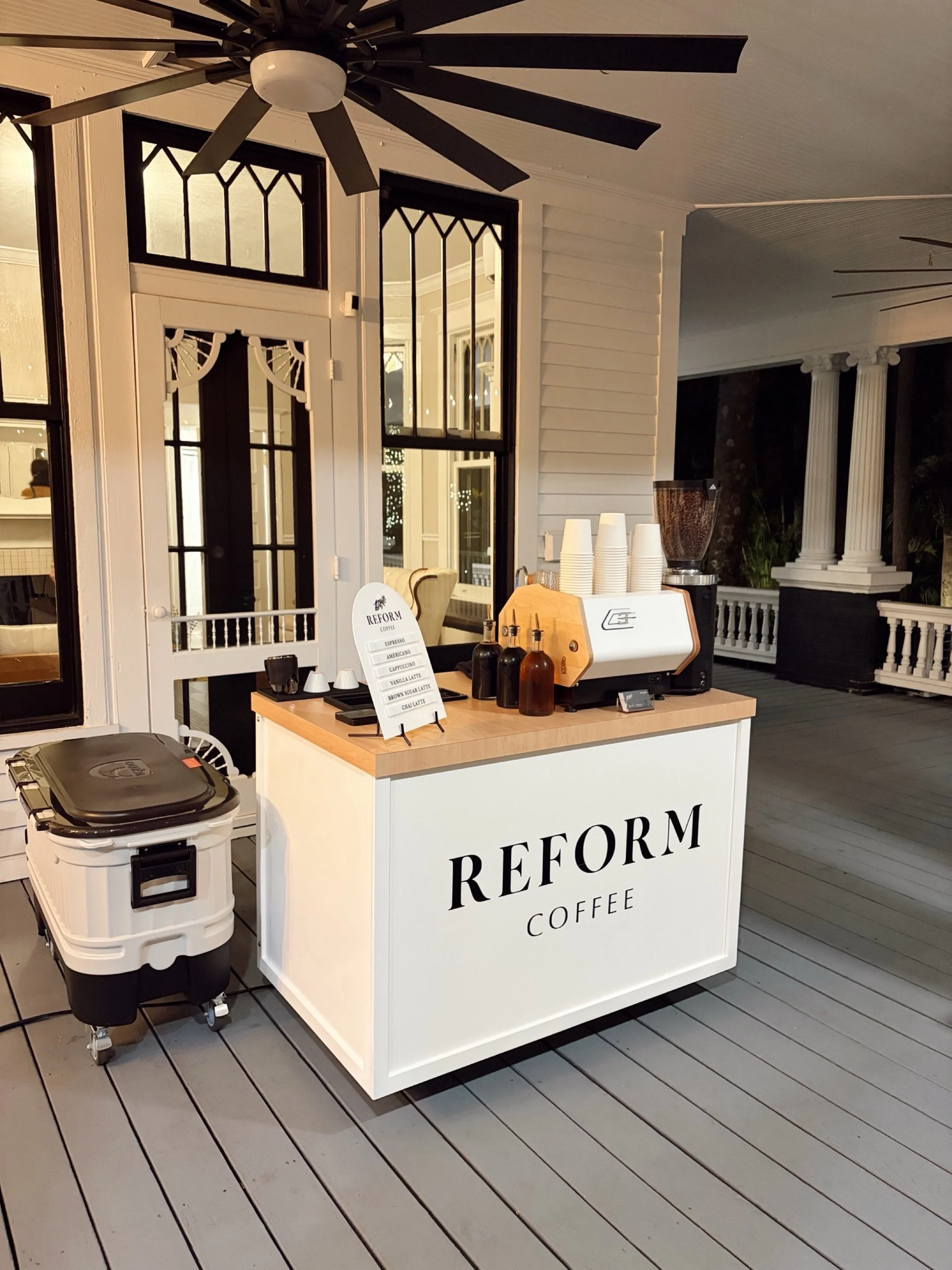 Southwest Florida Wedding 

Late-night coffee service kept the reception going strong. We served their guests with espresso bar service&mdash;lattes keeping the energy up, specialty drinks between dancing.

The celebration went until close. The dance