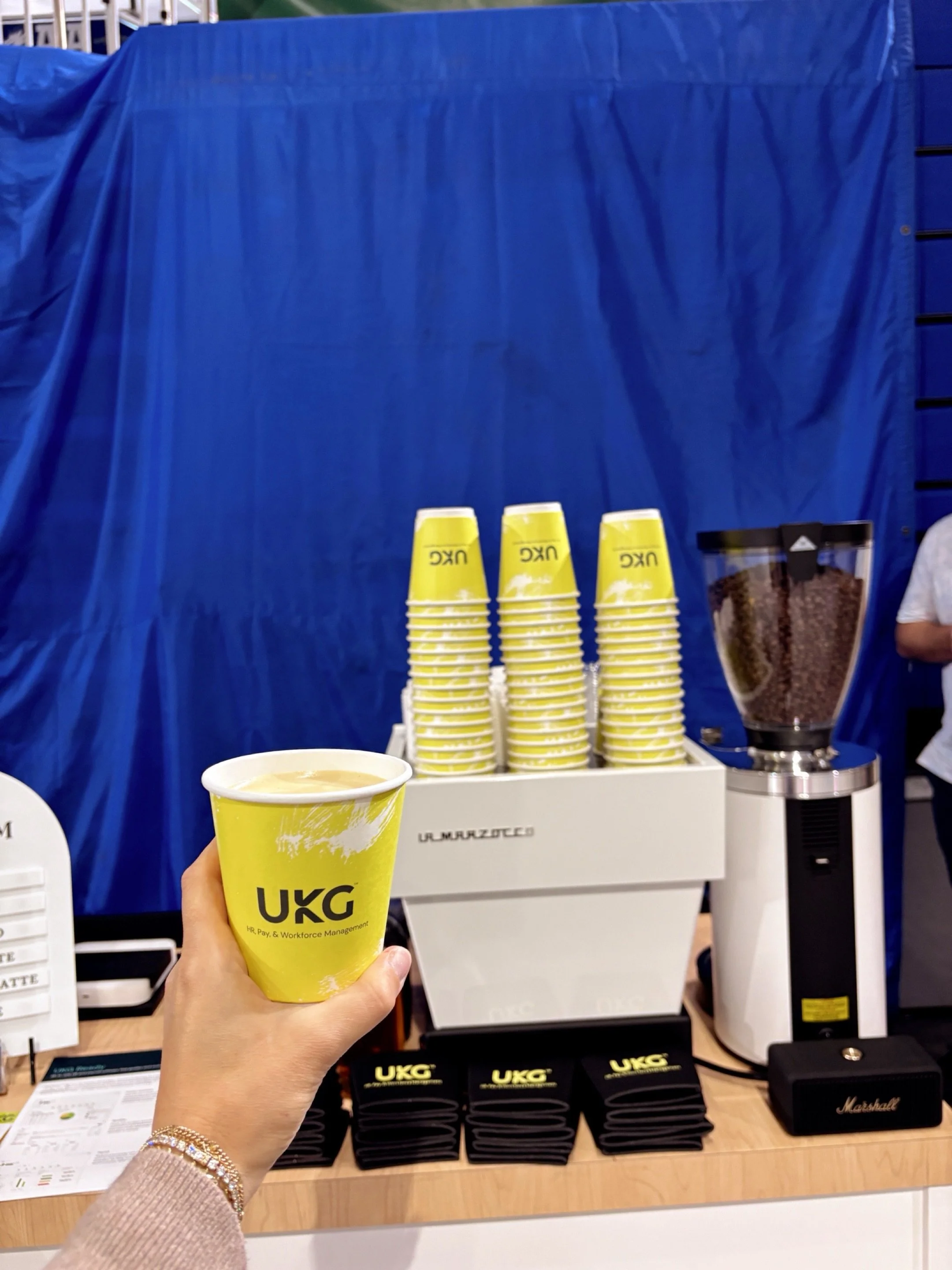 Mobile coffee bar at FGCU Convention Center, Fort Myers ☕

UKG convention coffee catering. We brought our complete coffee shop setup&mdash;hot and iced coffee, espresso drinks, specialty beverages, housemade syrups, full menu available to all attende