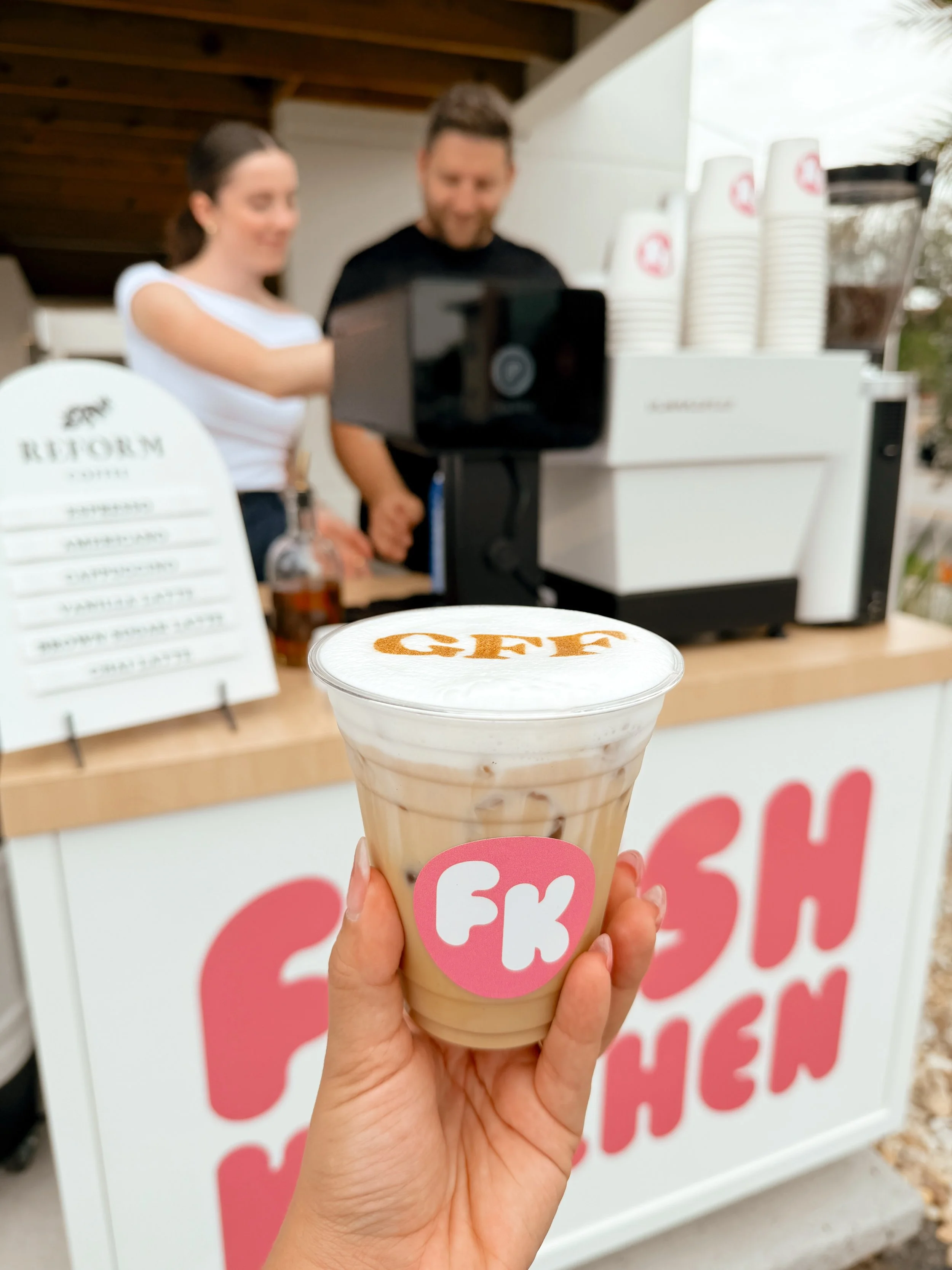 Fresh Kitchen flagship grand opening, West Kennedy, Tampa. 👏🏻☕️💕🌴

We set up for the second time at Fresh Kitchen &mdash; full craft coffee service for their new location launch. 

Custom-branded cart, custom cups, and latte art logo printing on 