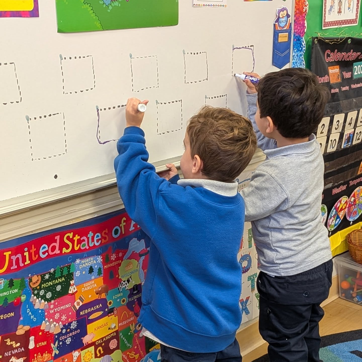 Our preschoolers have been busy exploring, creating, and growing together! This week, they practiced drawing shapes and letters, worked on their scissor-cutting skills, learned the importance of sharing, and gathered in prayer before meals. 💛

We lo