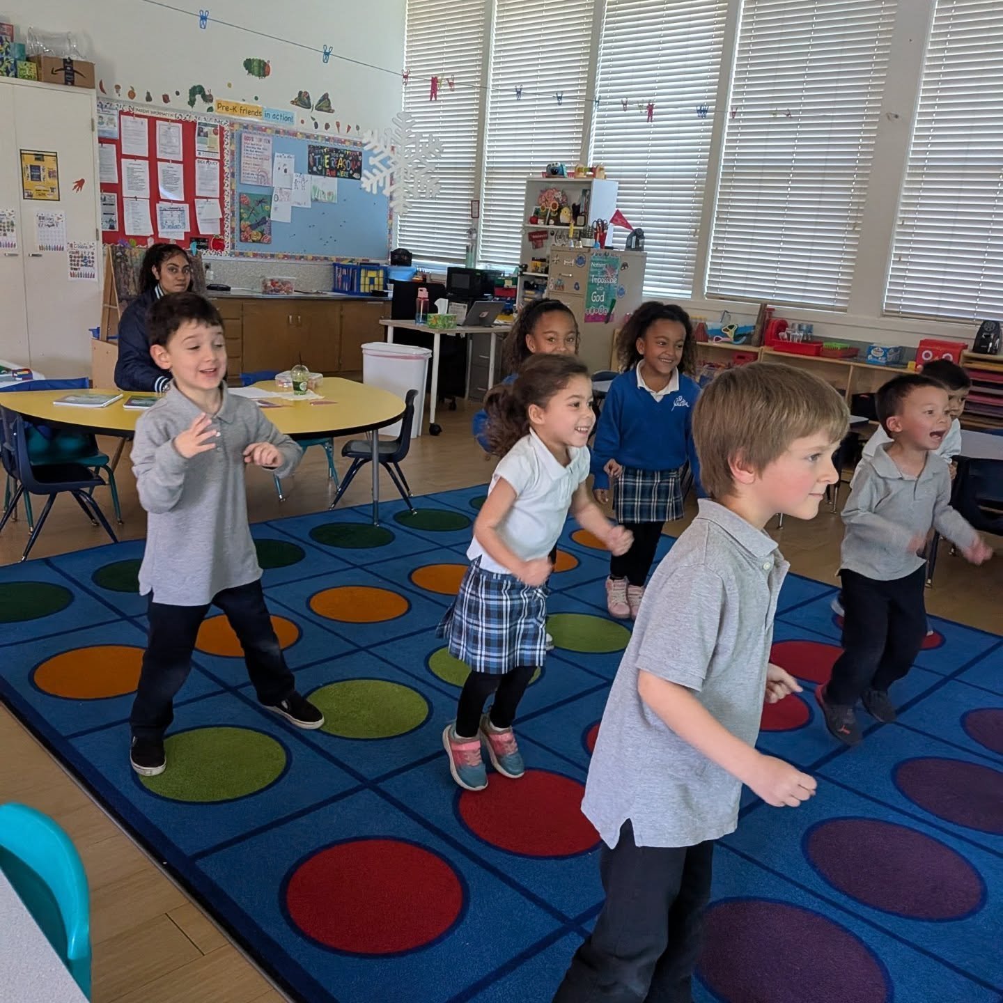 Our Prekindergarteners are on the MOVE! 🏃&zwj;♀️🏃&zwj;♂️

In P.E., our littlest learners  practice their jumping skills, balancing, and moving with purpose &mdash; all while having so much fun! From two-foot jumps to hopping and landing safely, the