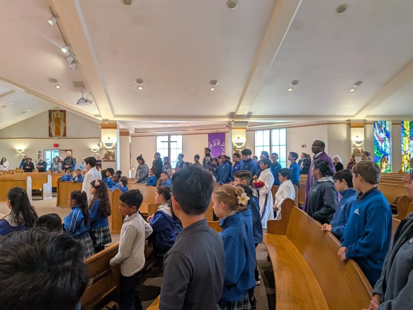 Today our 5th graders did a beautiful job leading our school community in Mass during this Lenten season. ✝️

They proclaimed the readings, shared the prayers of the faithful, and helped guide us in prayer with reverence and confidence. We are so pro