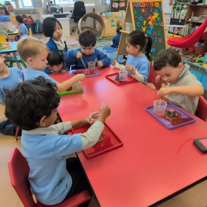 This week, our preschoolers are diving into the exciting world of science as they learn all about volcanoes! 🌋

They used their creativity to build clay volcanoes, carefully painted them, and today they brought them to life! With a mix of vinegar, b