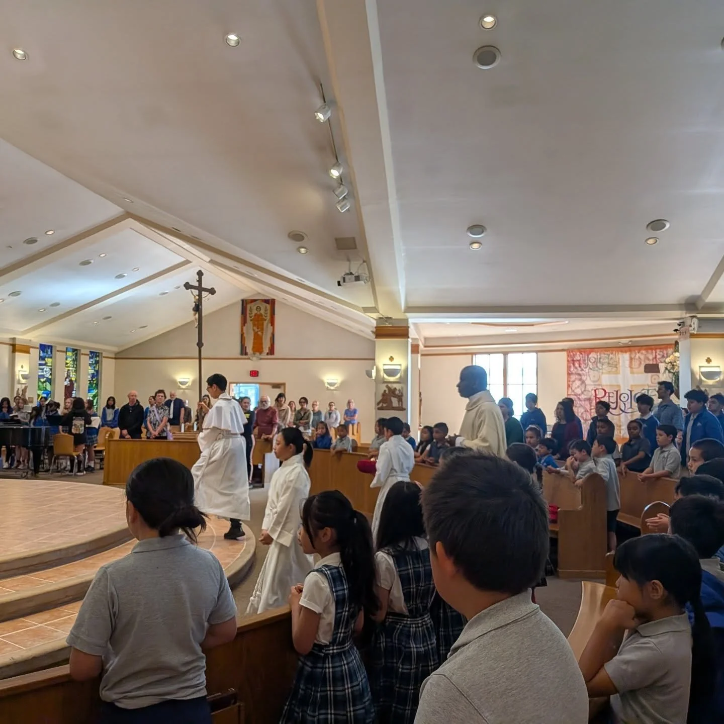 Today our 3rd graders led us in a beautiful Mass. We are so proud of them for sharing their gifts, leading with reverence, and helping our school community grow in faith together. Thank you to our students, teachers, and families for making this cele