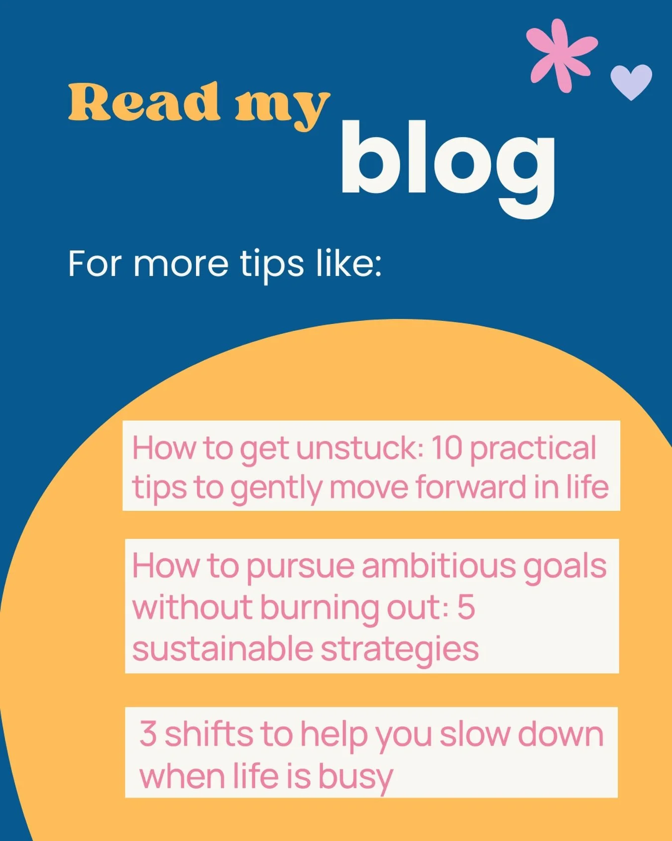 If you&rsquo;re looking for some gentle support over the summer, my blog is full of practical ideas to help you gently thrive.

You&rsquo;ll find articles on topics including:
💜 How to pursue ambitious goals without burning out
💜 3 shifts to help y