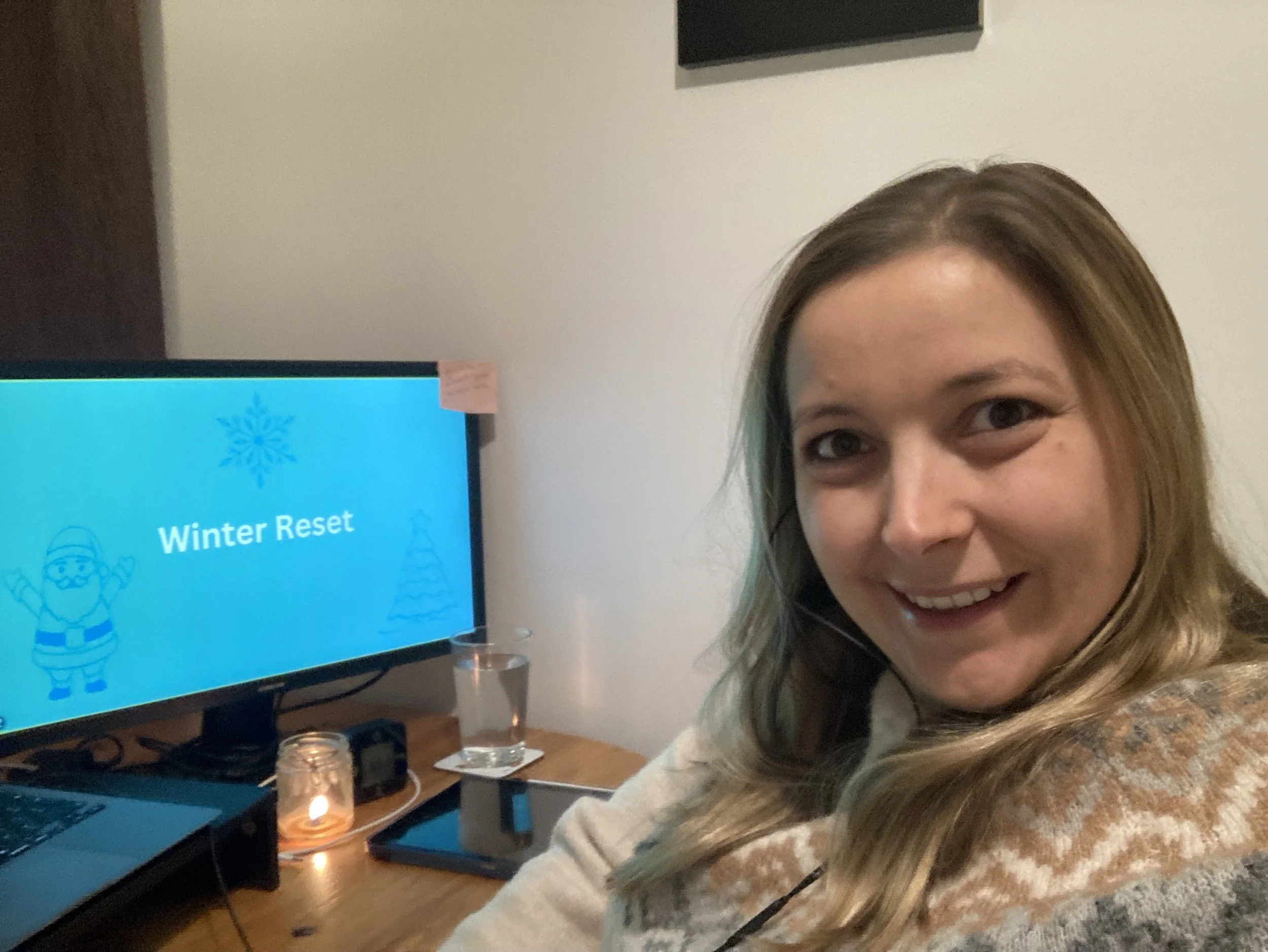 Emily delivering seasonal wellbeing workshop online to support people to live more intentionally