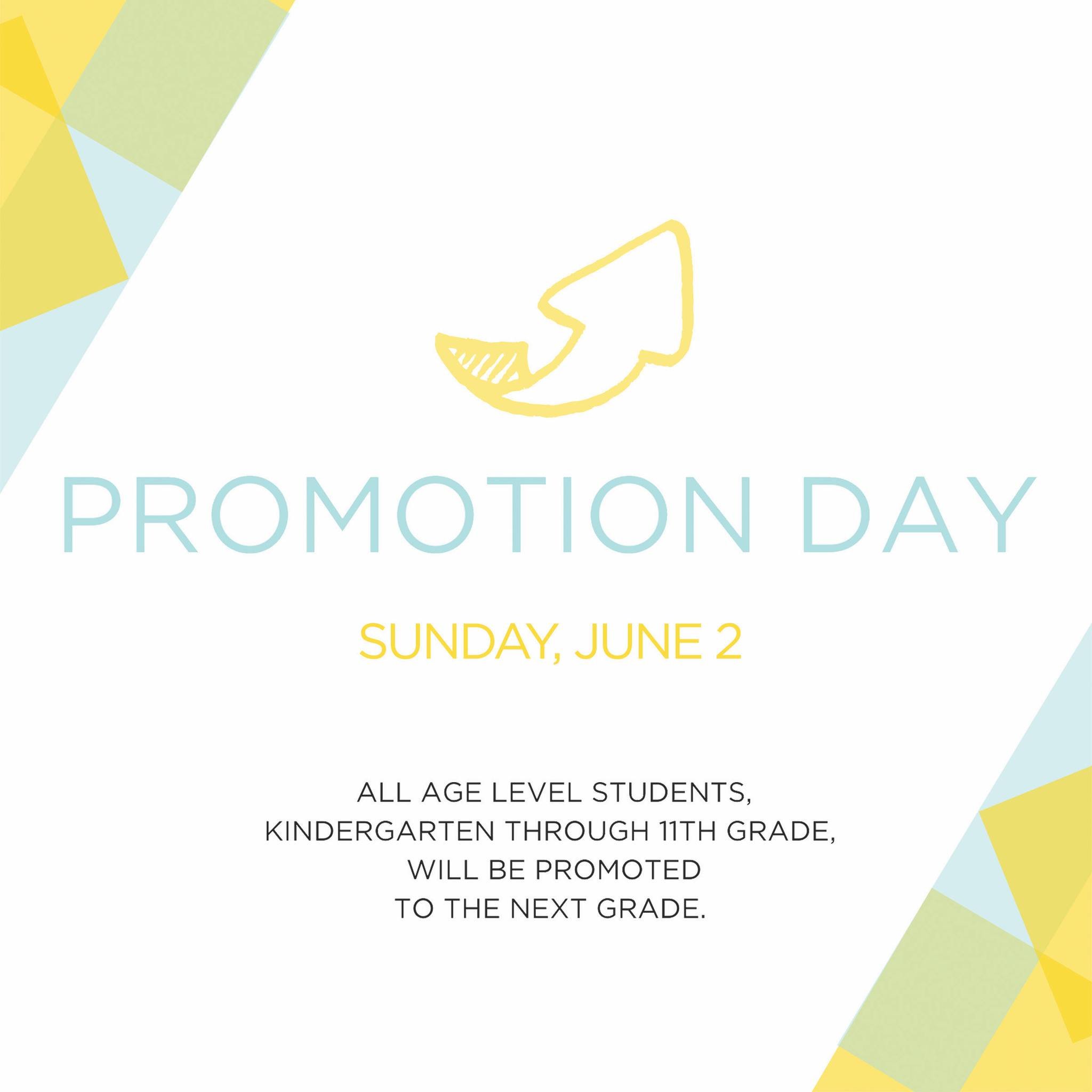 June 2nd is Promotion Sunday! Here are a few big transitions to note:

▪️Kindergarten will be promoted to Central Kids Ministry (Sunday School at 9:30 &amp; a special preview service at 11). Families are encouraged to join with their kids! 

▪️ 5th g
