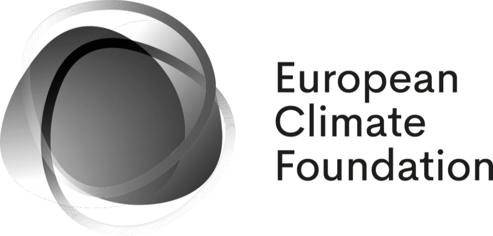 Logos of the European Climate Foundation featuring a circular symbol with a swirl inside and the text 'European Climate Foundation' beside it.