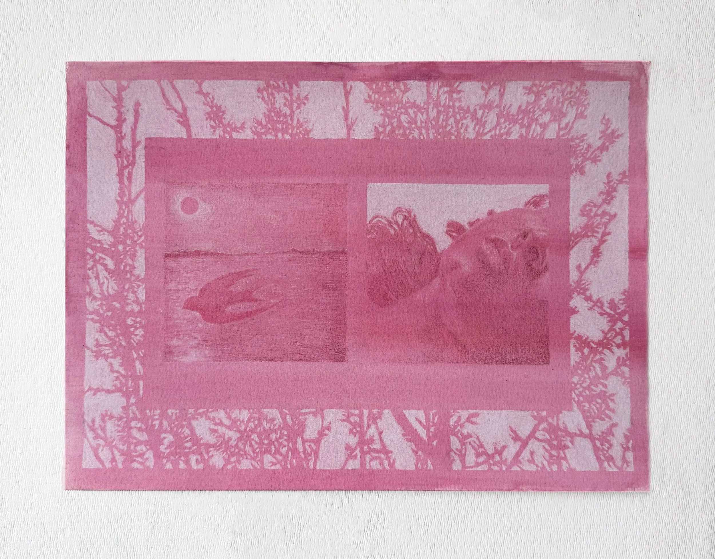 "Dos Deseos (II)", 2026, 11 x15 in, Acrylic and Colored Pencils on Paper