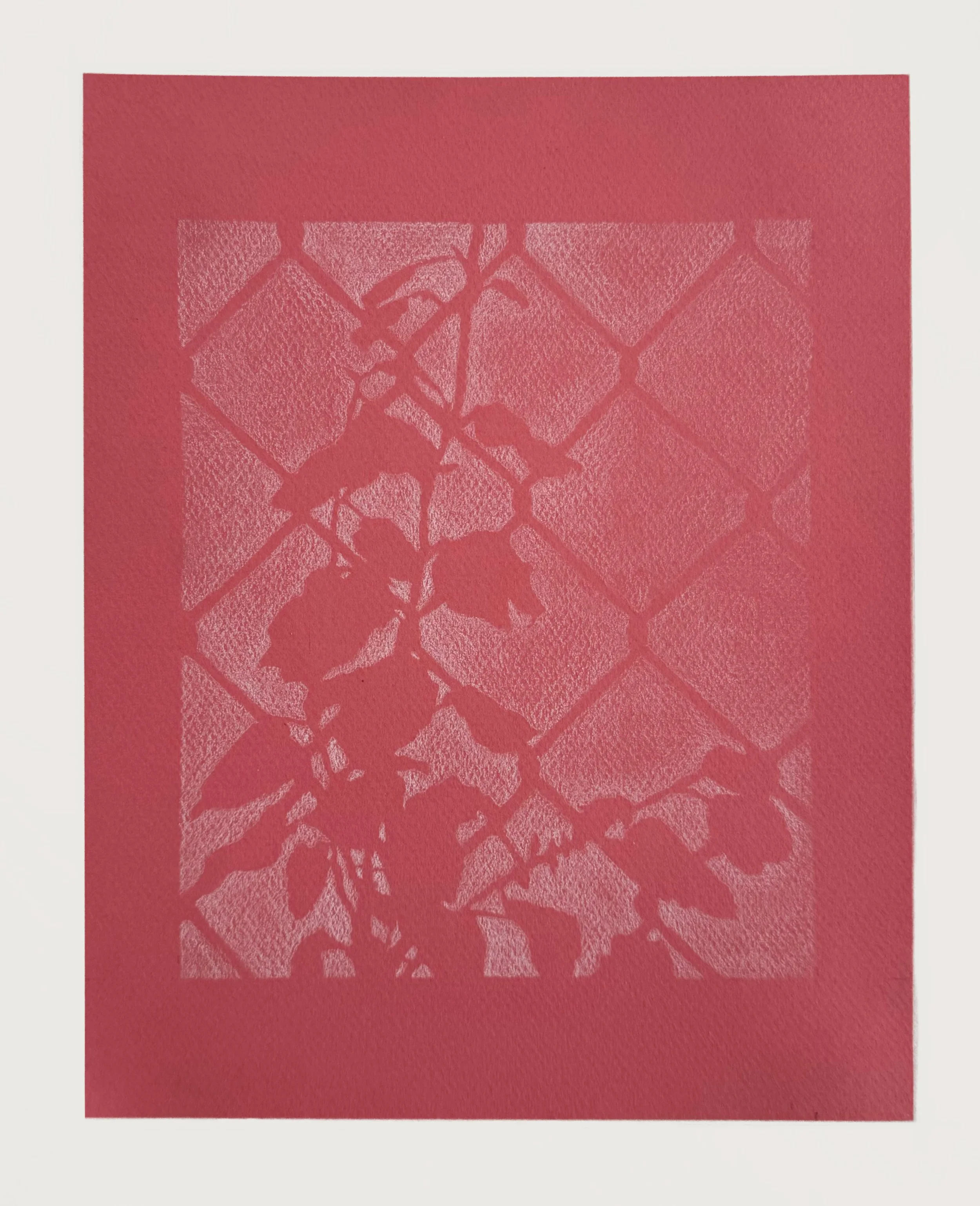 "Untitled", 2026, 8.5 x 11 in, Colored Pencils on Red Paper