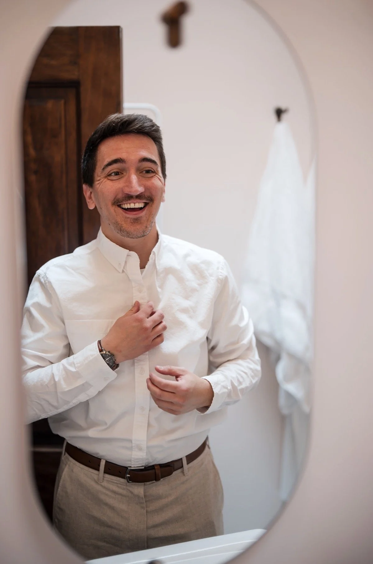 groom getting ready mirror portrait The Ridge Santa Fe wedding photographer Casey Addason