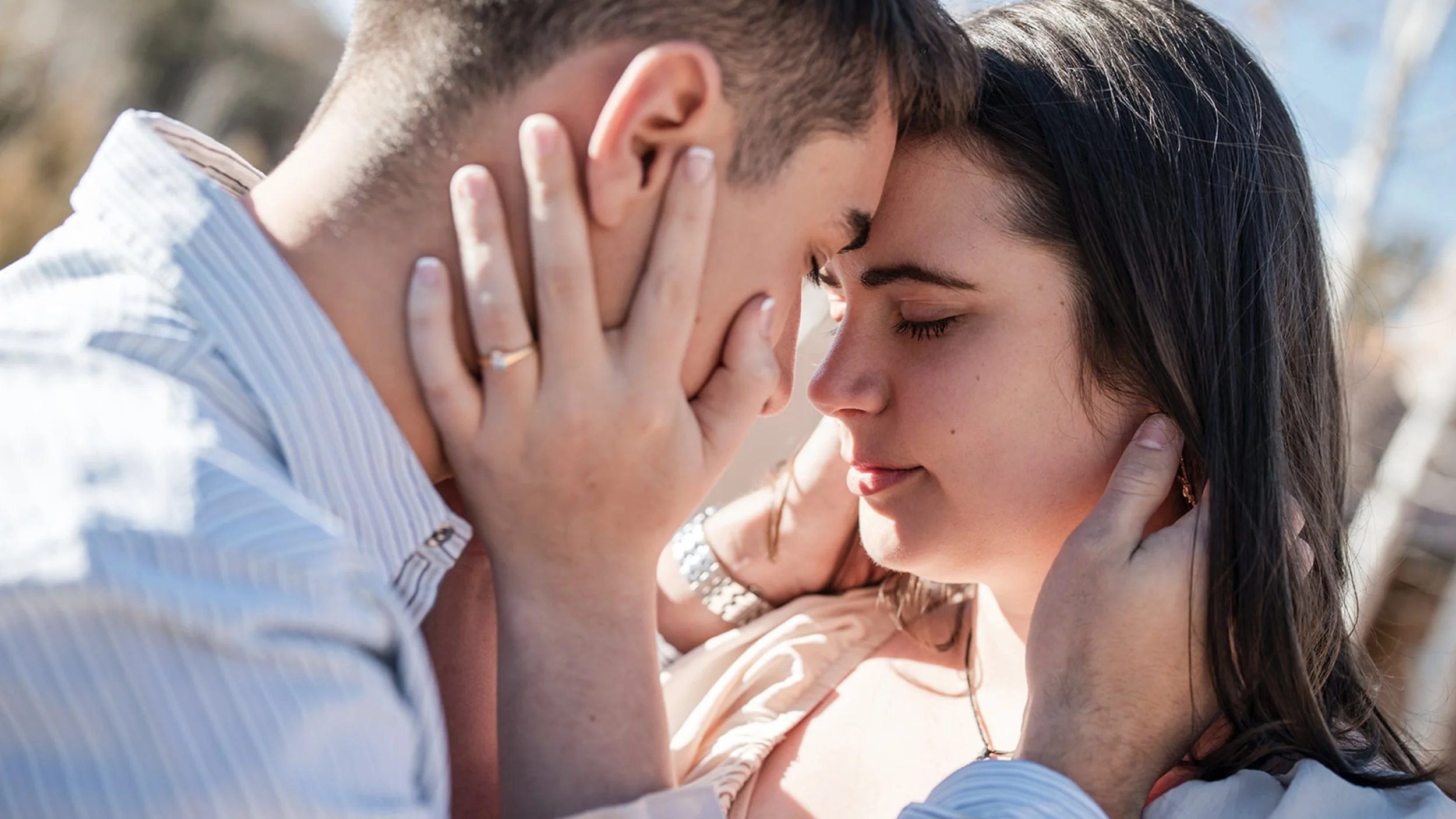 intimate engagement portrait forehead touch Bishop's Lodge Santa Fe couple photography Casey Addason