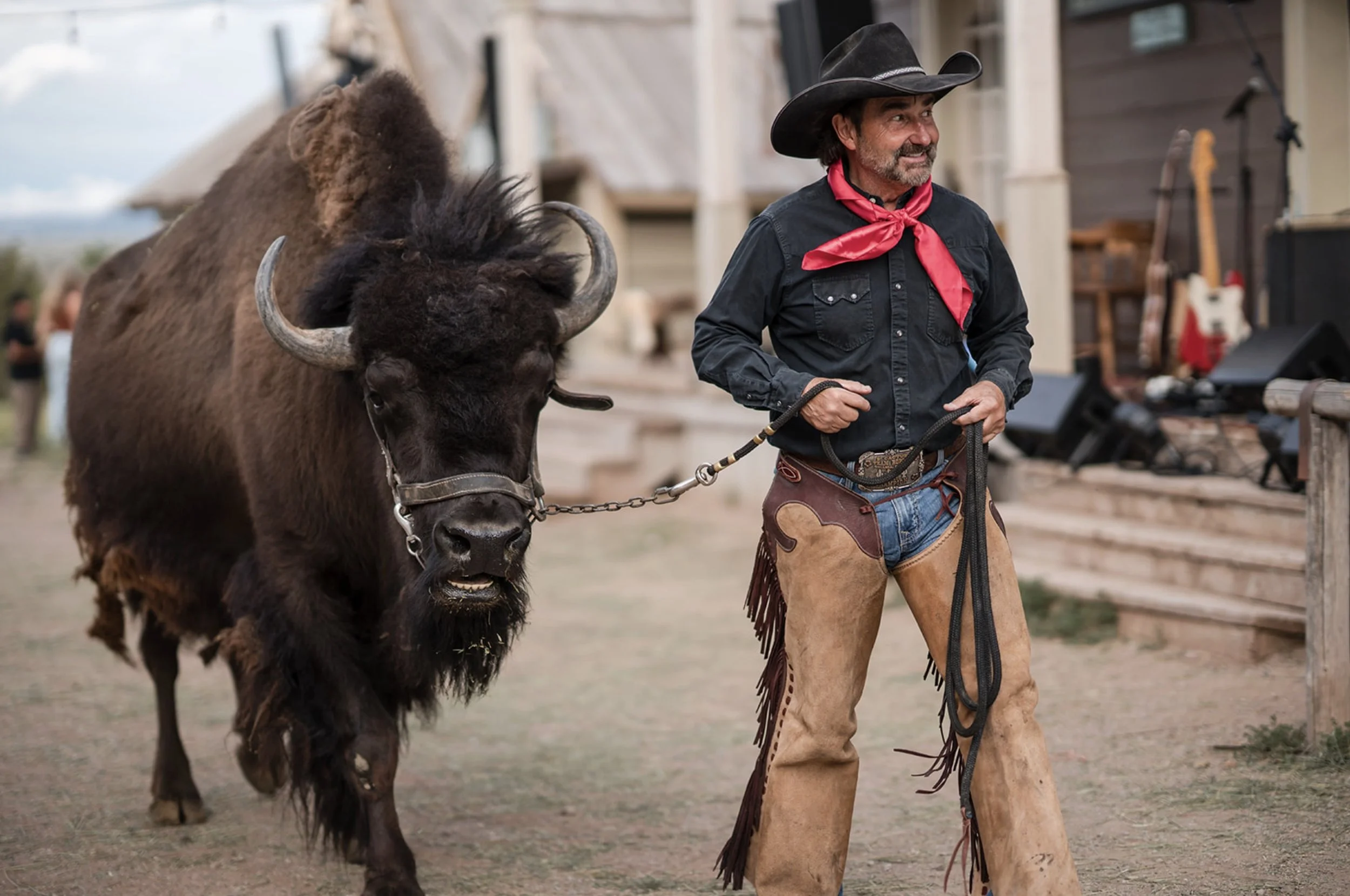 Clyde bison Eaves Movie Ranch Santa Fe private event western theme birthday celebration photographer