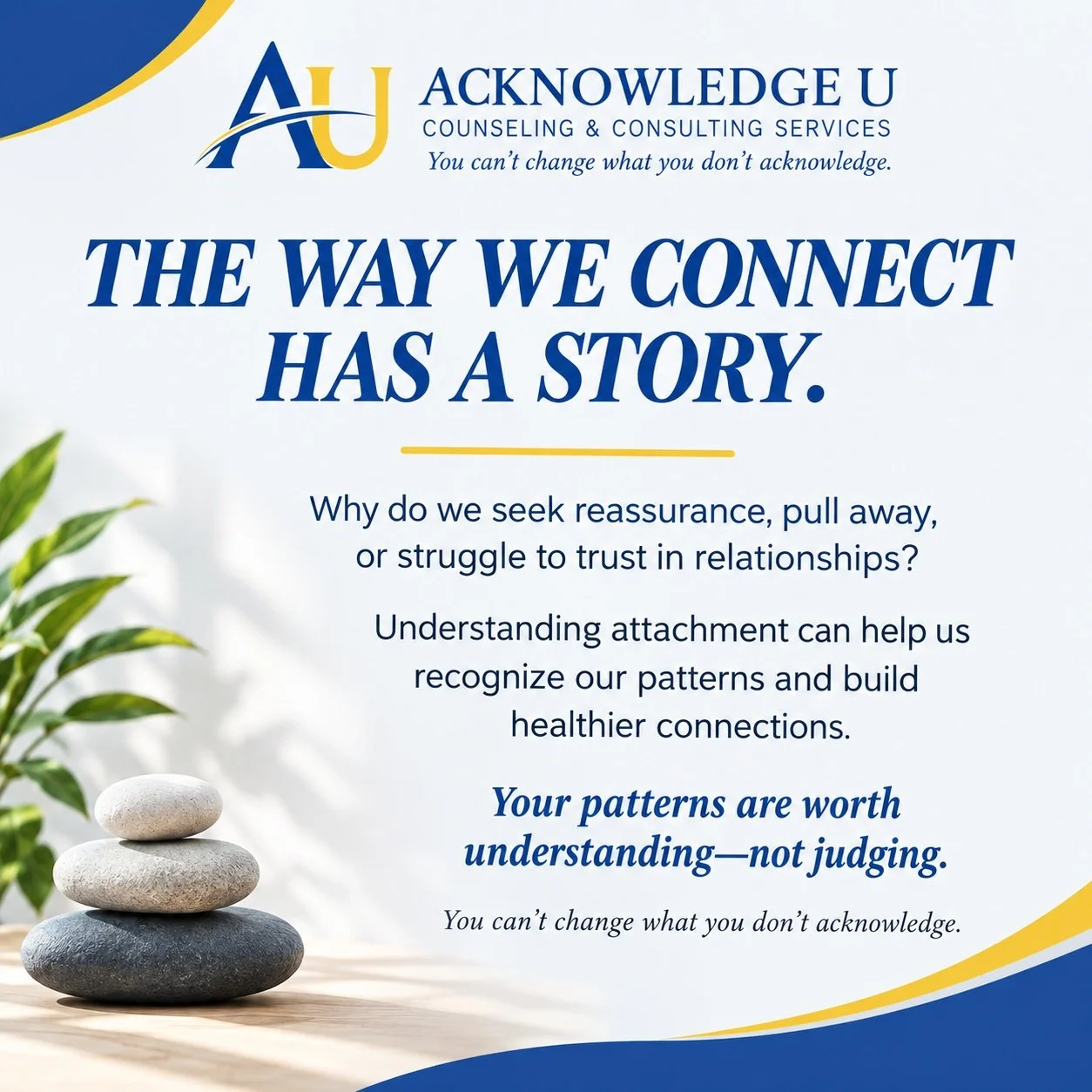 💙 **The Way We Connect Matters.**

Have you ever wondered why you need reassurance in relationships, pull away when things get too close, or struggle to trust that others will be there for you?

Our attachment styles can influence how we give and re