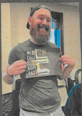Bearded White Man holding collage