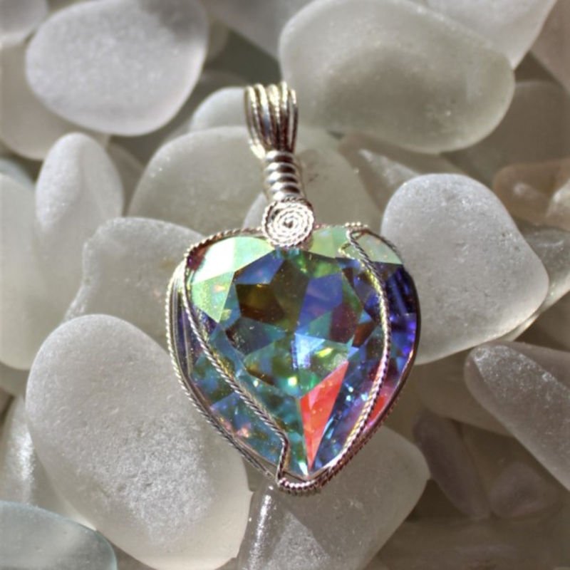 Swarovski Aurora Borealis Heart Pendant