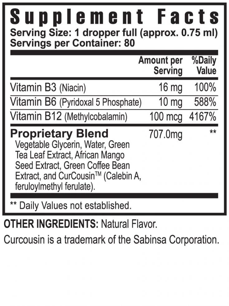 Nutritional information on Youngevity's Slender FX REV supplement in liquid form for Canadians.