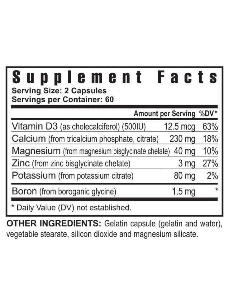Nutritional information regarding Youngevity's Ultimate CAL supplement.