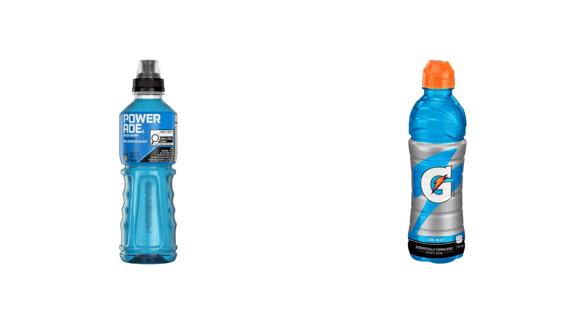 Powerade vs Gatorade side-by-side comparison.