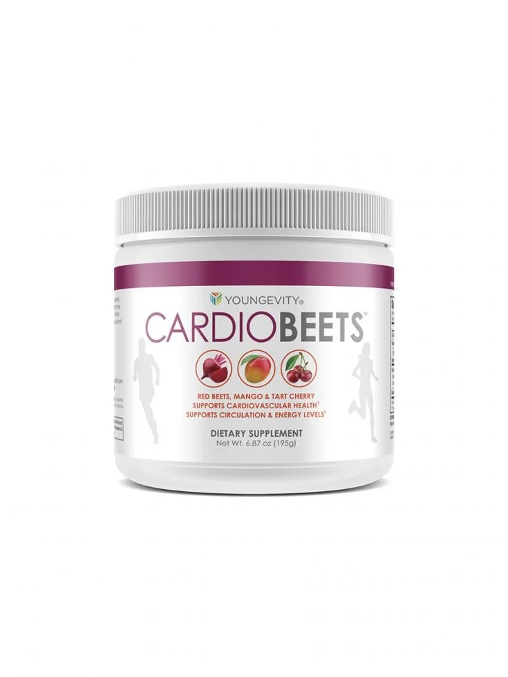 A canister of Youngevity's CardioBeets™ powdered supplement for Canadians.