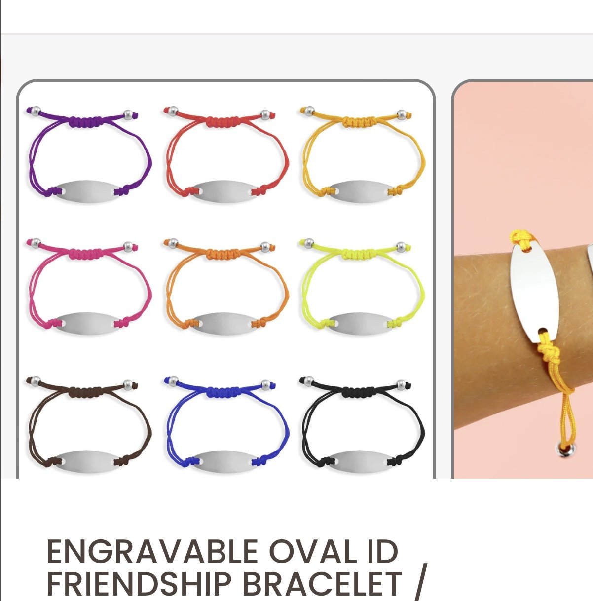 Engravable Oval ID Friendship Bracelet