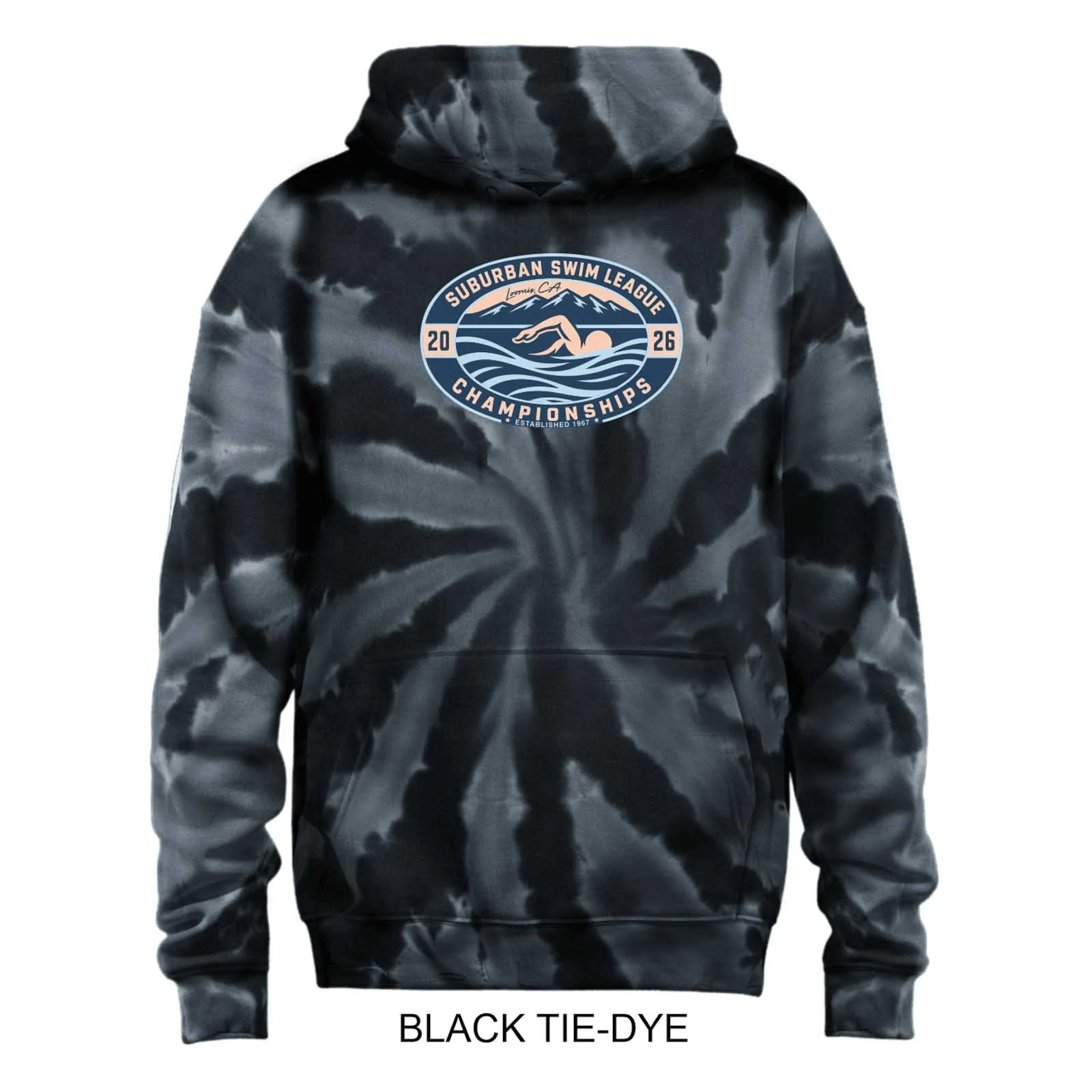 2026 Suburban Swim League Championships Tie Dye Hooded Sweatshirt