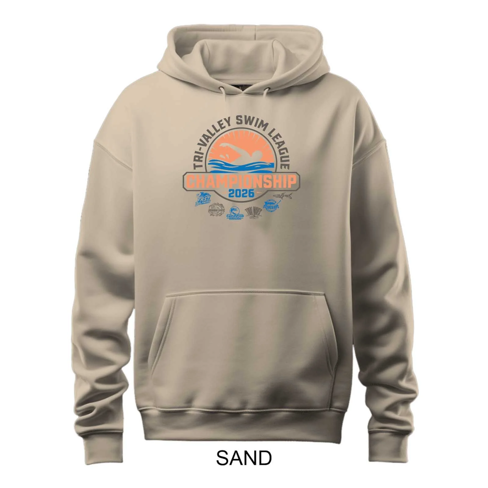 2026 Tri-Valley Swim League Championship Solid Color Hooded Sweatshirt