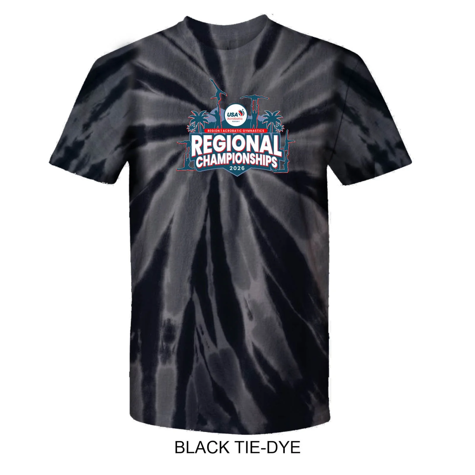2026 Region 1 Acrobatic Gymnastics Regional Championships Tie Dye T-Shirt
