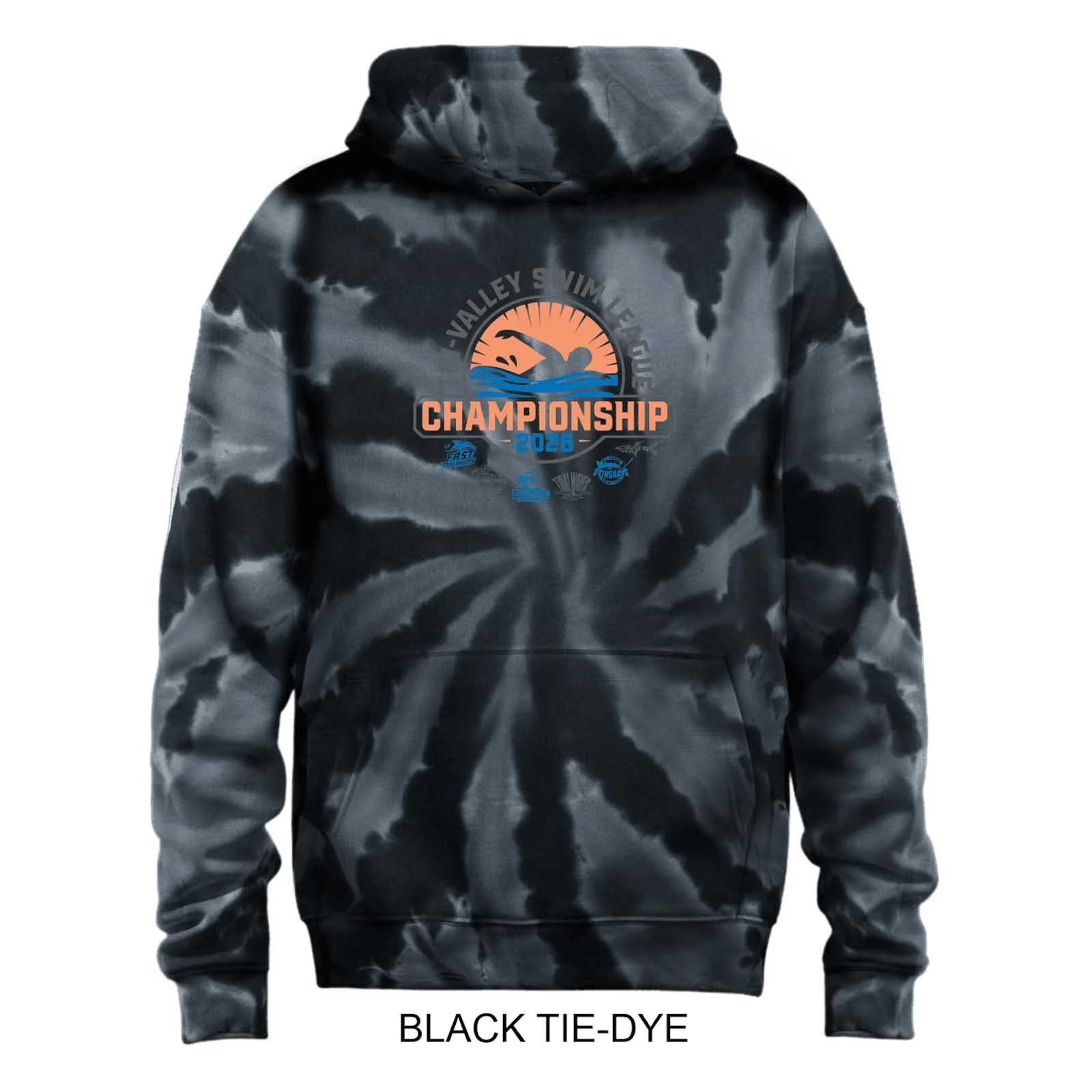 2026 Tri-Valley Swim League Championship Tie Dye Hooded Sweatshirt