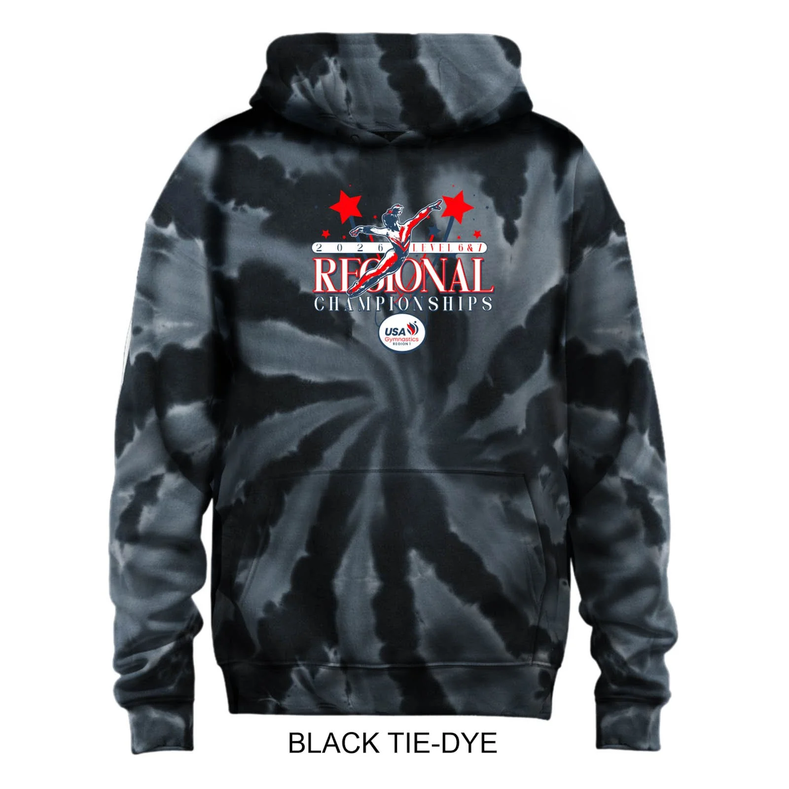 2026 Region 1 Level 6 & 7 Regional Championships Tie Dye Hooded Sweatshirt