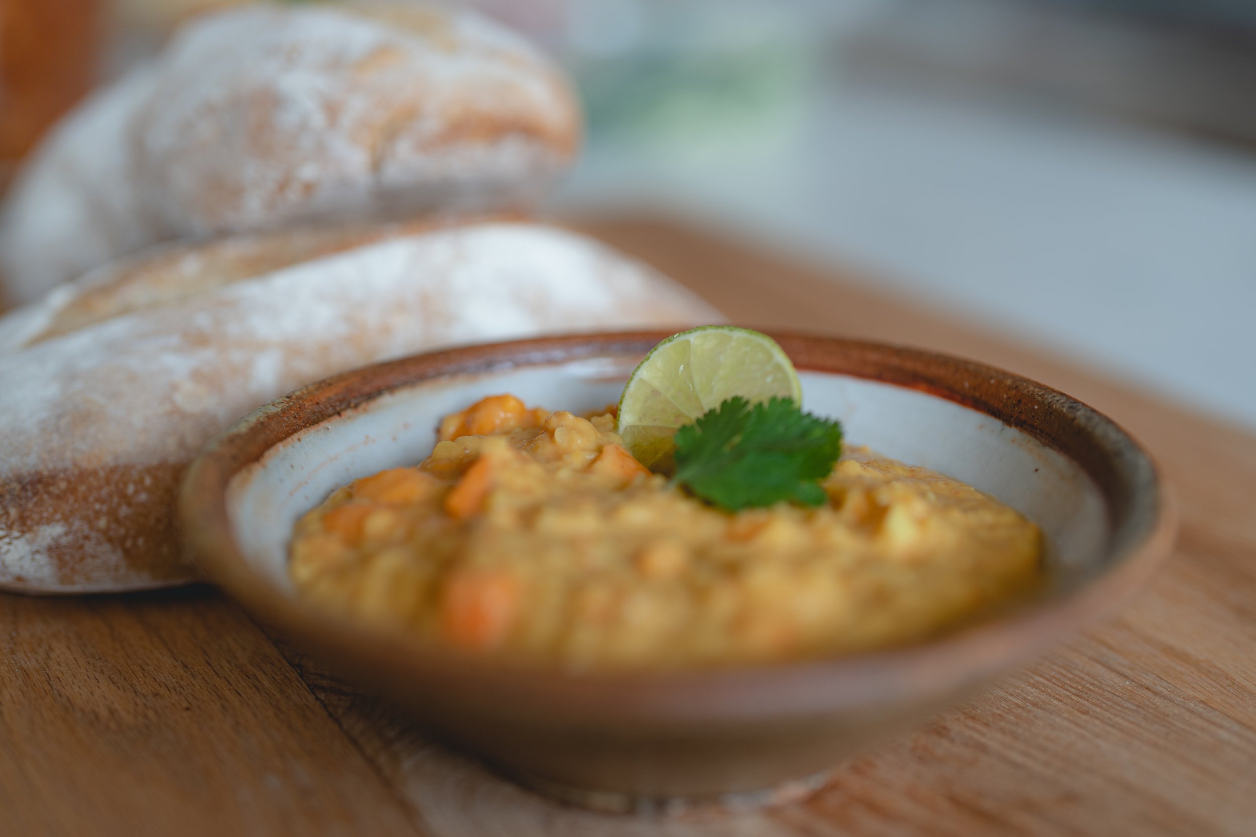 Bold and delicious Red Curry Sweet Potato Soup. Vegan and Gluten Free. Made by Oh Soup!